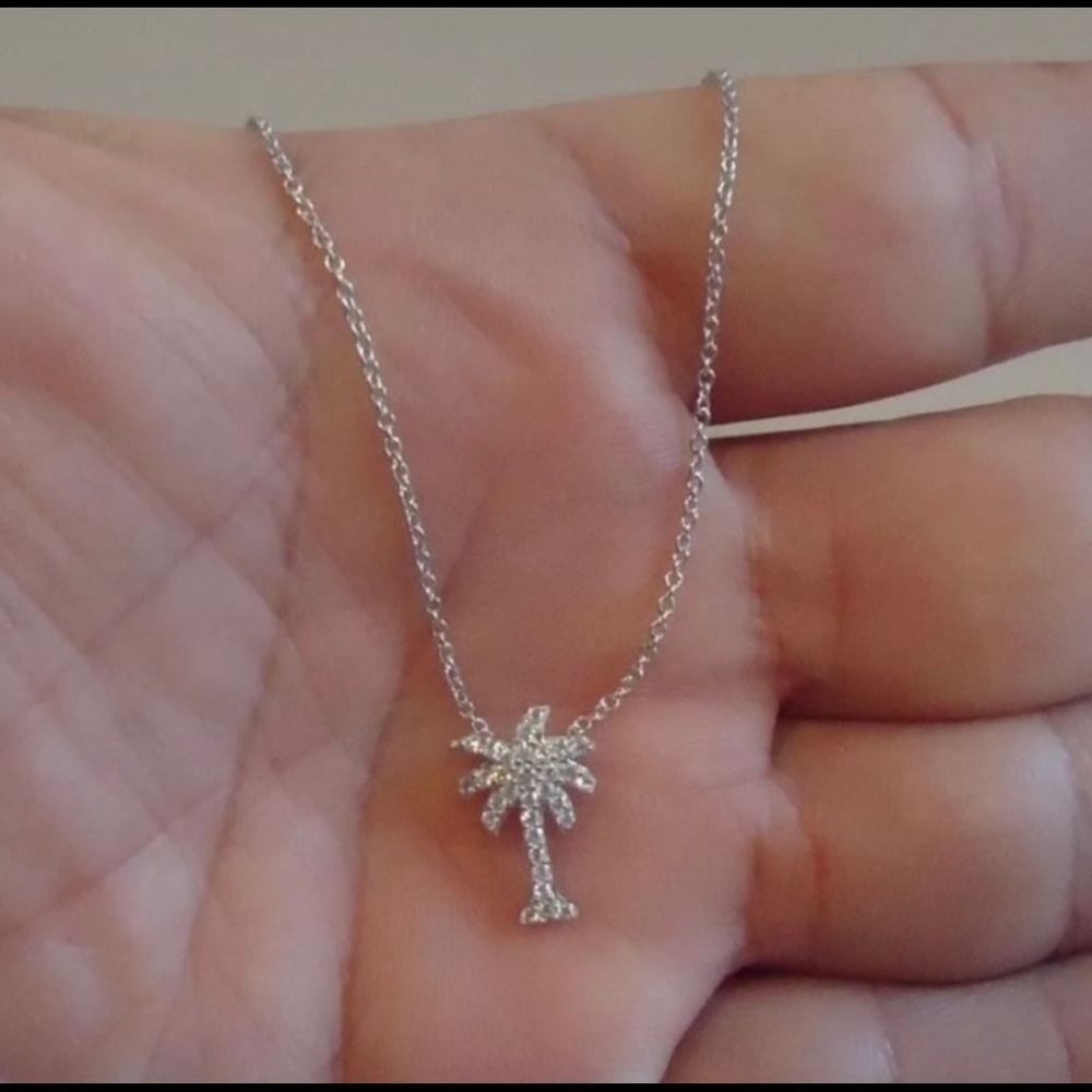 Sterling silver palm tree necklace